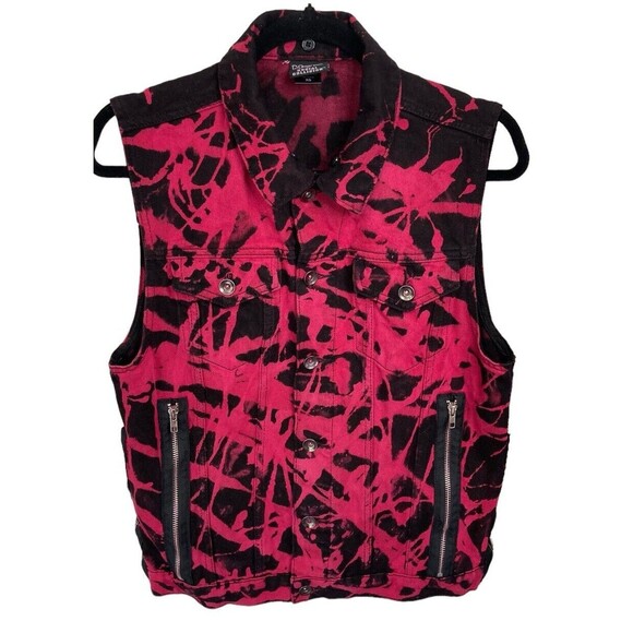 Misfits X Social Collision Button‎ Up Vest Size XS Red Black 90’s Y2K Punk Rock - Picture 1 of 4